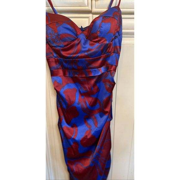 Doll Swimwear Women's Floral Spaghetti Strap Bodycon Mini Dress Red Blue Small - Picture 3 of 12